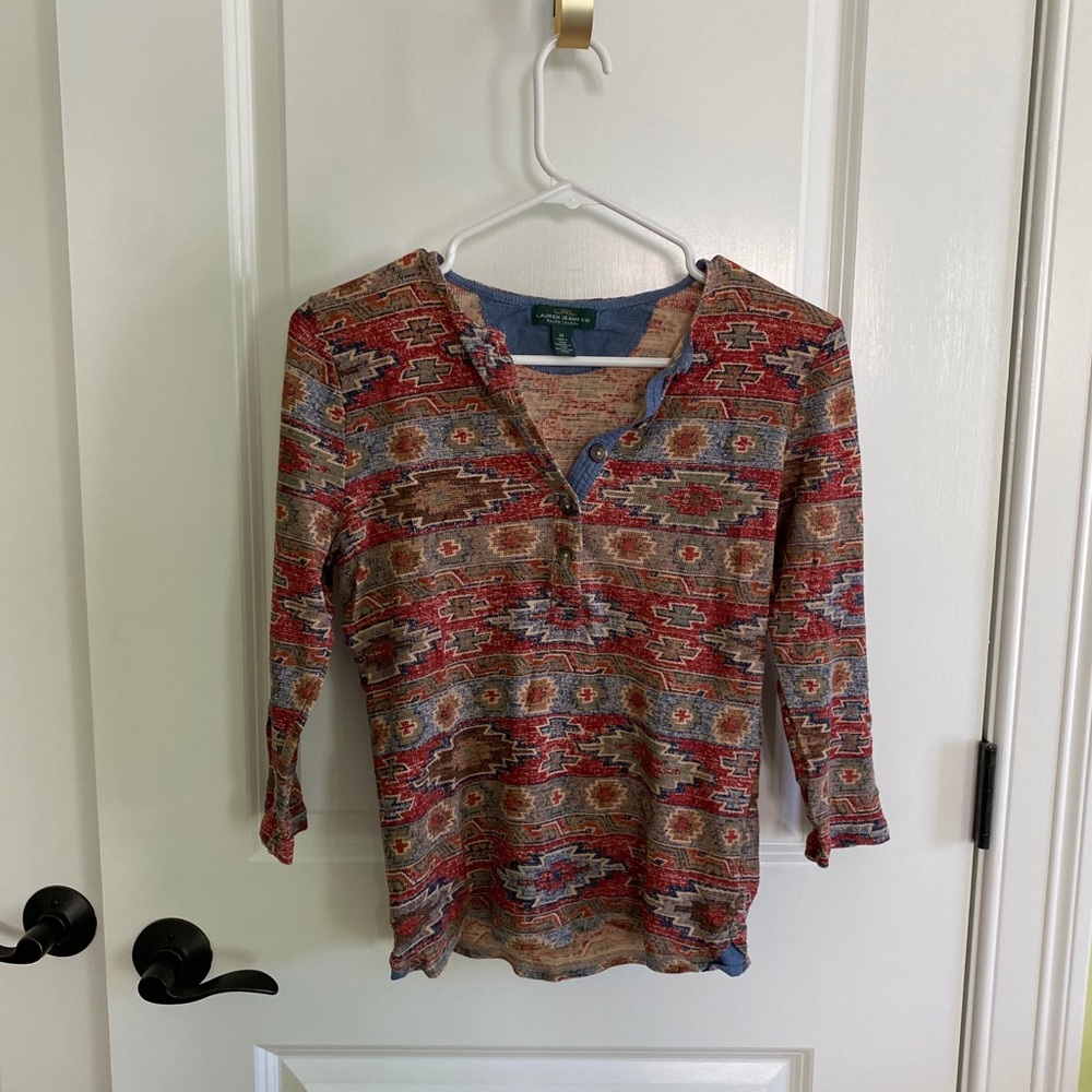 Vintage Aztec print LRL shirt - free people style